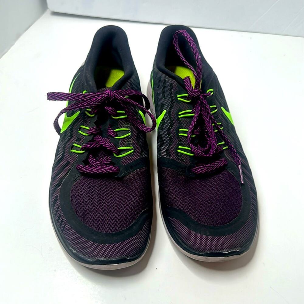 NIKE WOMEN FREE 5.0 BLACK FLASH LIME FUCHSIA RUNNING SHOE US 9.5M Preowned VGUC